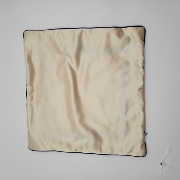 Embroidered Satin Pillow Cover Blue and Beige Chain Link Embroidery 18 x 18 in - Picture 2 of 9